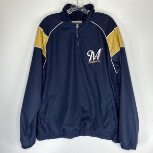 Milwaukee Brewers MLB Navy Gold Pullover Jacket